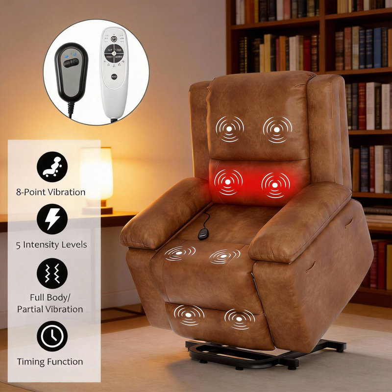 Fauteuil inclinable électrique avec massage et chaleur, Brun