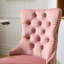 Chaise de bureau rose moderne avec boutons rembourrés en velours, base en métal doré électrolytique, fonction pivotante, coussin à rebond élevé, boutons de bureau réglables à la main, conception à boutons,-132960760-132960762