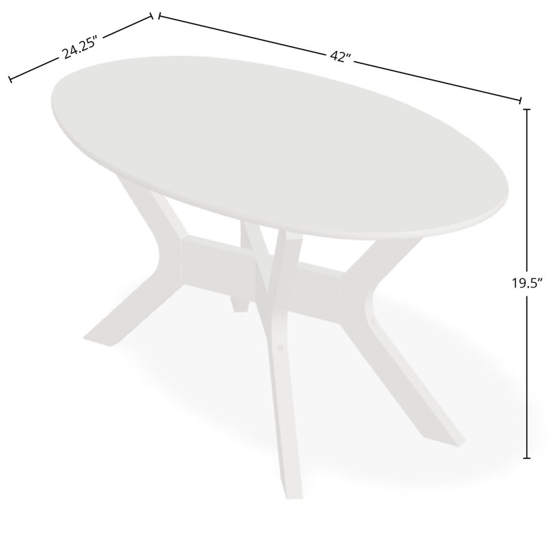 Table basse d'extérieur 24 "x 42" en polymère de qualité marine, Brun / neige