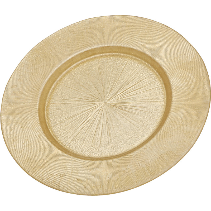 Plat de service en verre antique doré clair P 13 po