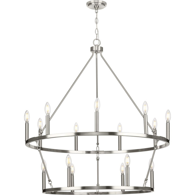 Nicat 15 - Light Dimmable Tiered Chandelier, Brushed Nickel