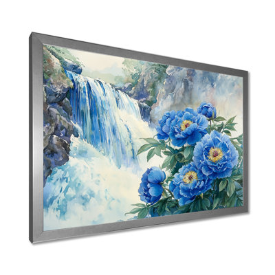 Pivoines par la cascade II - impressions de toiles de pivoines