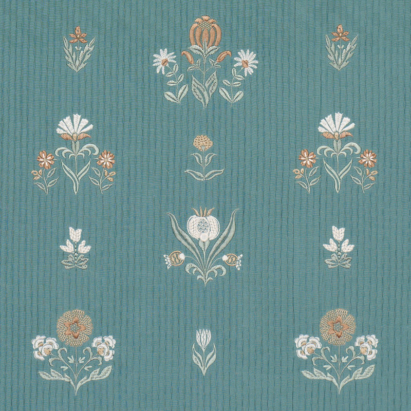 Elmslie Embroidery Fabric, Teal