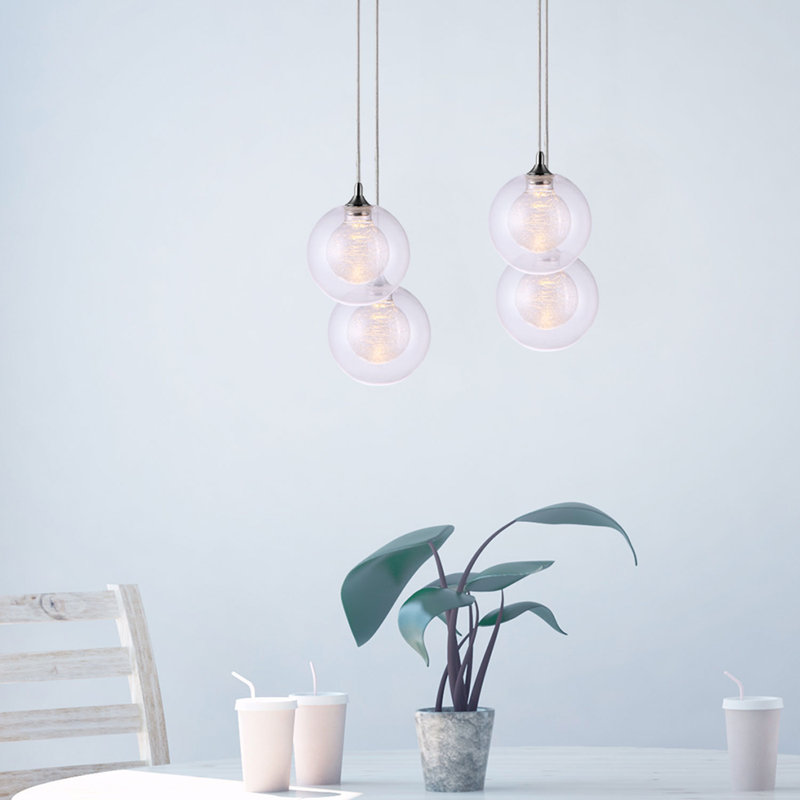 Luminaire suspendu sphère à 4 lumières DEL Riverdale, Chrome