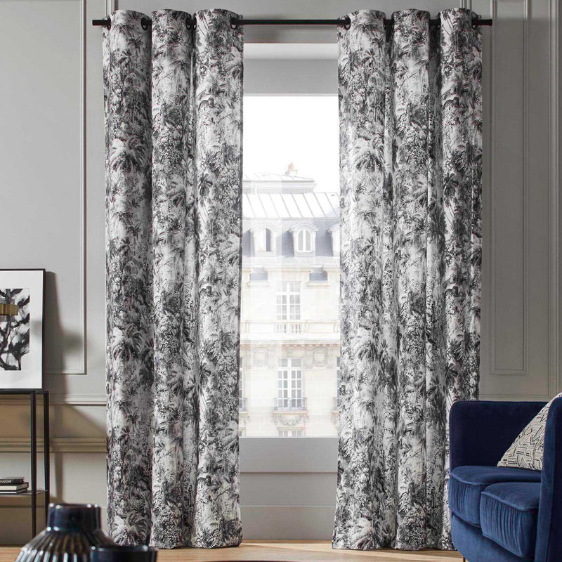 Kali Room Darkening Single Curtain Panel, White, 200 W x 270 D cm