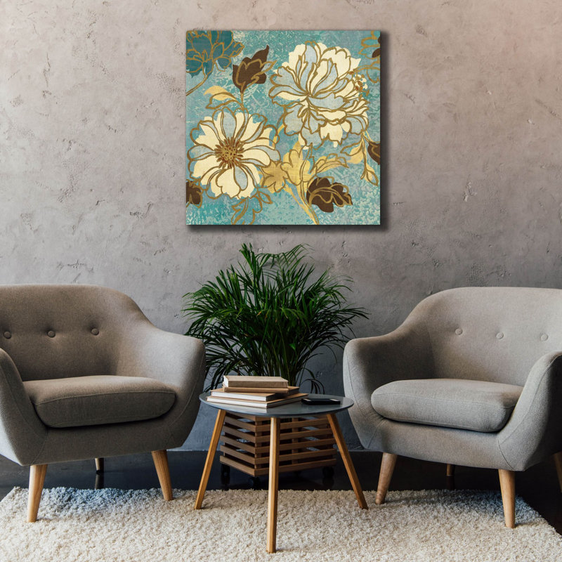  «Sophias Flowers Blue 1» par Wild Apple Portfolio, art mural sur toile, 37 po x 37 po, H 37 po x l 37 po