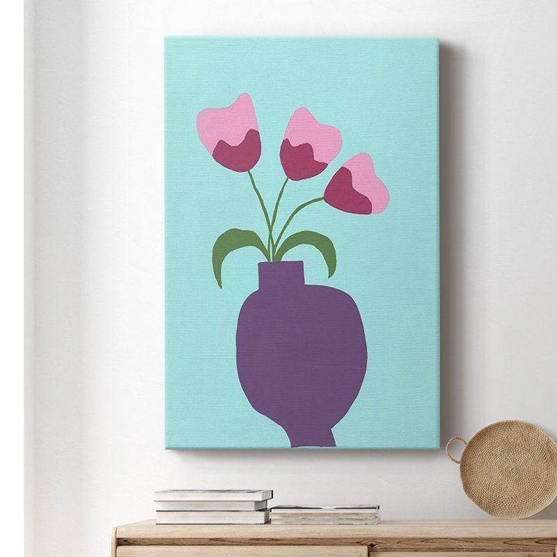 Fleurs modernes I sur toile, H 12 po x l 8 po x P 1 po