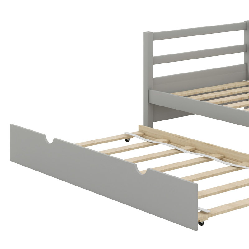 Shantee Twin Size Wooden Daybed with Trundle, Gray