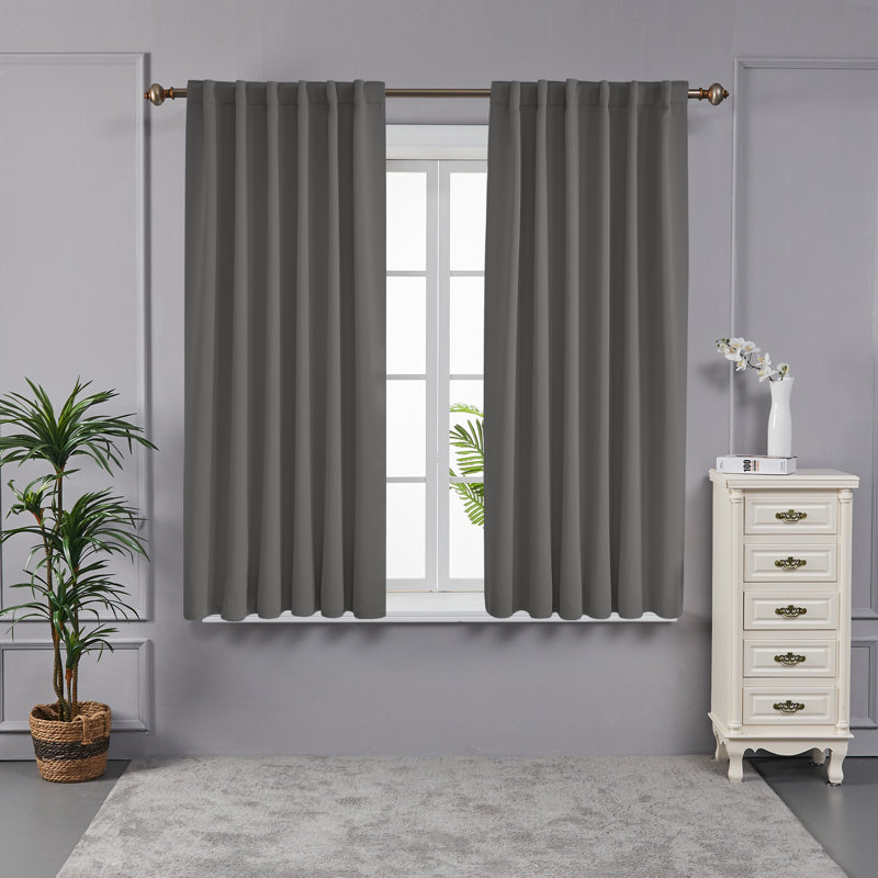 Taburao Back Tab Room Darkening Curtain Pair, 42" W x 63" L, Light Gray