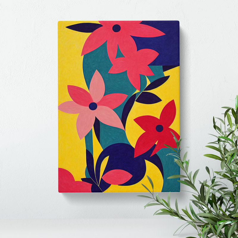 Abstract Flowers Art No.4 - Wrapped Canvas Print, 76cm H x 50cm W x 3cm D