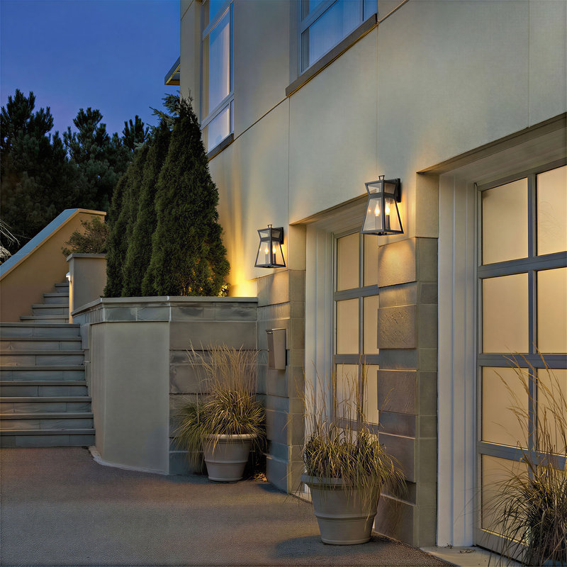 Square Horn Outdoor Wall Lights,14 Inch, E12, Sand Black