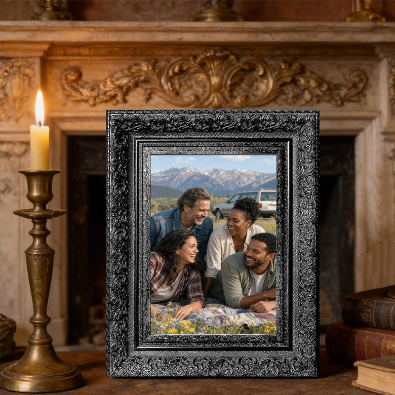 Cadre 3 photos simple noir avec support de table et crochets muraux 11 po x 14 po