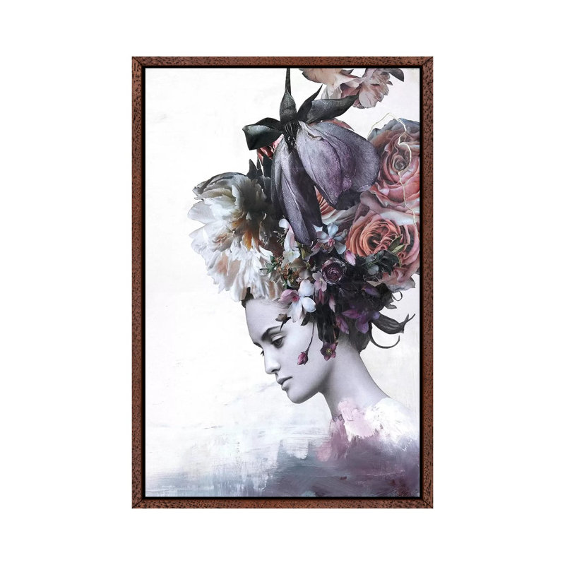 Haute Couture VII - Print on Canvas, 101.6cm H x 66.04cm W x 3.81cm D, Classic Brown Wood Framed
