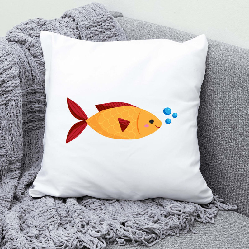 Nautical Sea Life_494 - Coussin décoratif avec coussin décoratif, H 14 po x l 14 po
