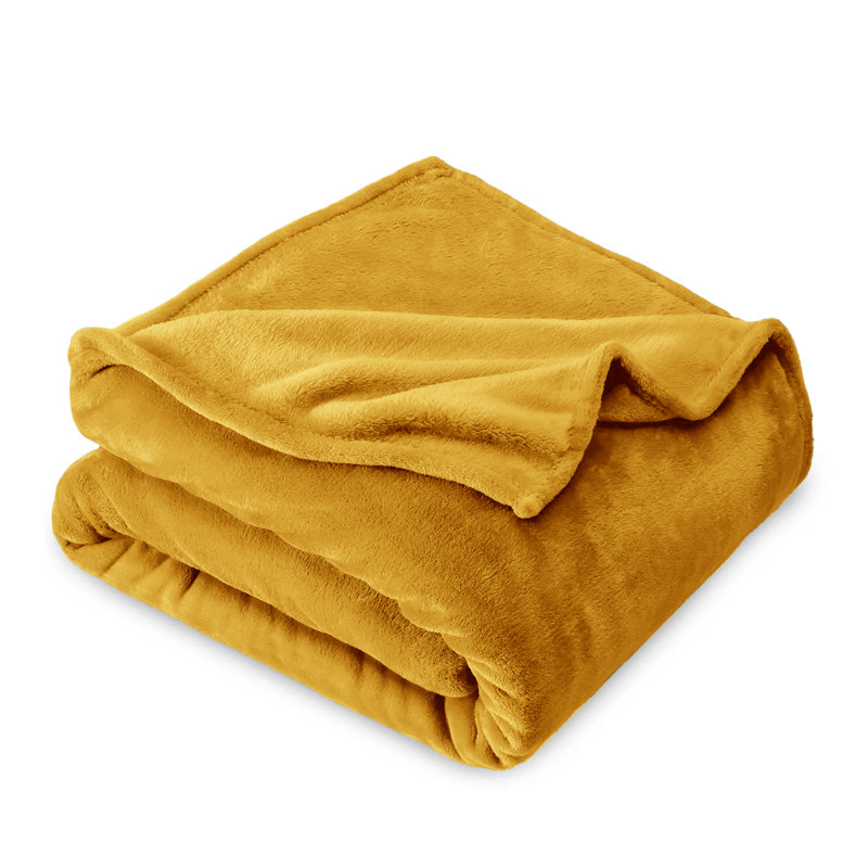 Lacey-Louise 100% Polyester Soft Reversible Mink Faux Plush Fur Fleece Throw/ Blanket, Yellow, W130 x L150cm