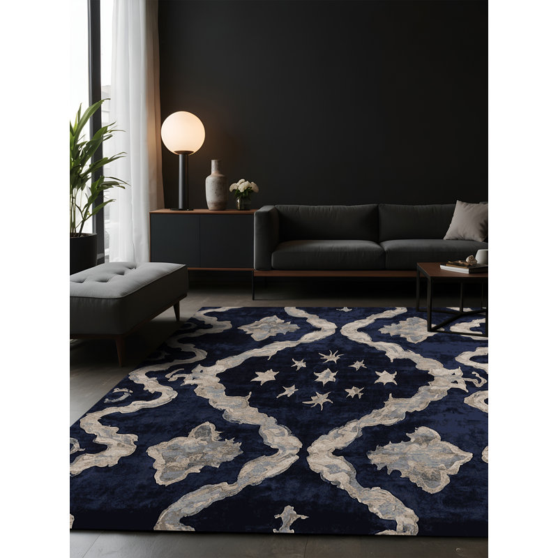 Tapis gris soyeux et moelleux, Carré 7 pi