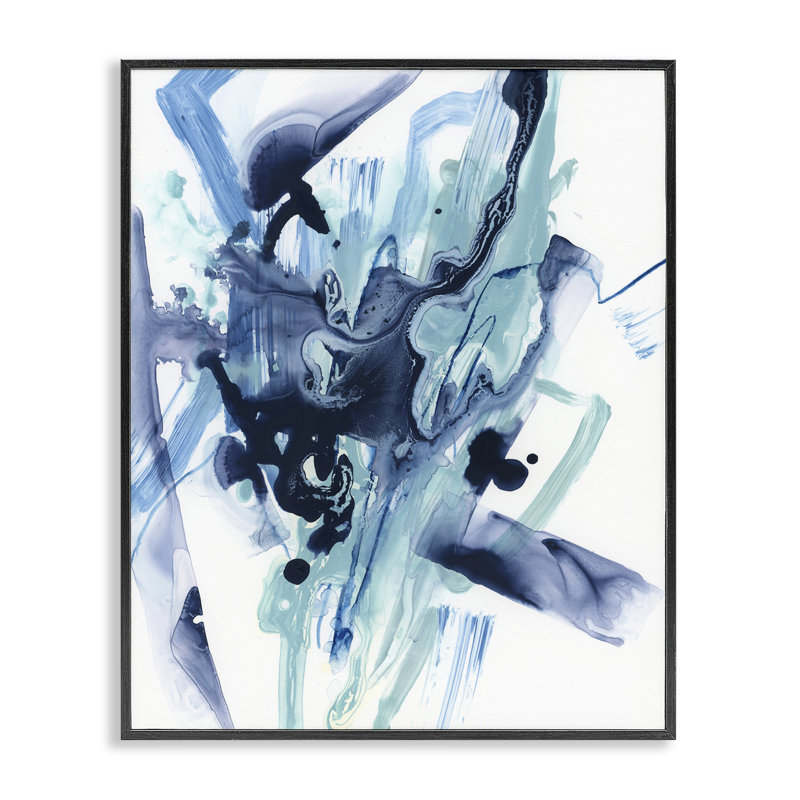 Abstrait fluide chaotique, estampe numérique par June Erica Vess, Giclée encadrée noir minuit, H 14 po x l 11 po