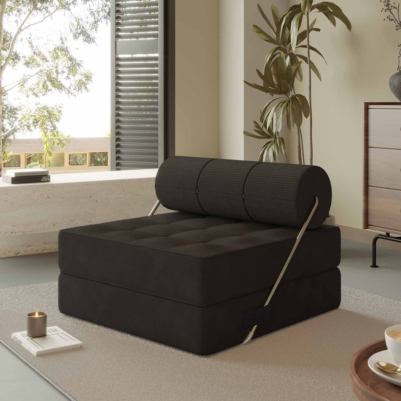 Folding Sofa Bed, 4 in 1 Convertible Sleeper Chair with High-Density Foam, Black