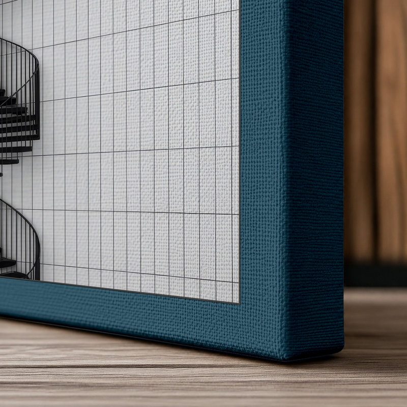 Six Spinning Gears Industrial - Wrapped Canvas, 30x20 - 76.2 x 50.8 cm, Teal Border