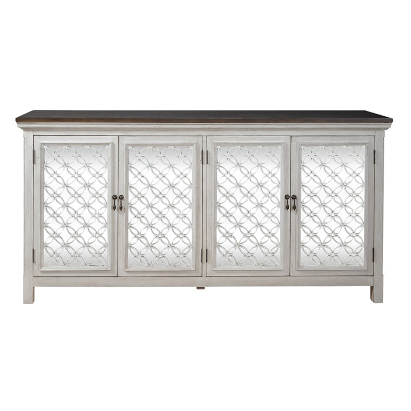 Della Accent Cabinet, Wirebrushed/Gray, 36.5" H x 72" W x 17" D