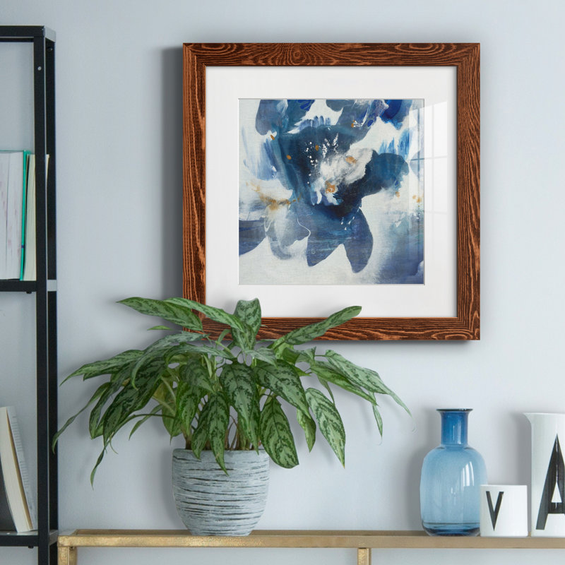 Blue Velveteen III - peinture encadrée, Papier érable, H 17 po x l 17 po x P 1,5 po