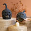 SET OF TWO BLACK CLAY JACK-O-LANTERNS