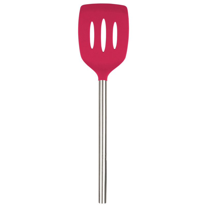 Tovolo Silicone Slotted Turner SS Handle, Viva Magenta