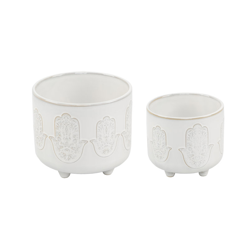 Ensemble de pots à fleurs en céramique 2 pièces Hamsa