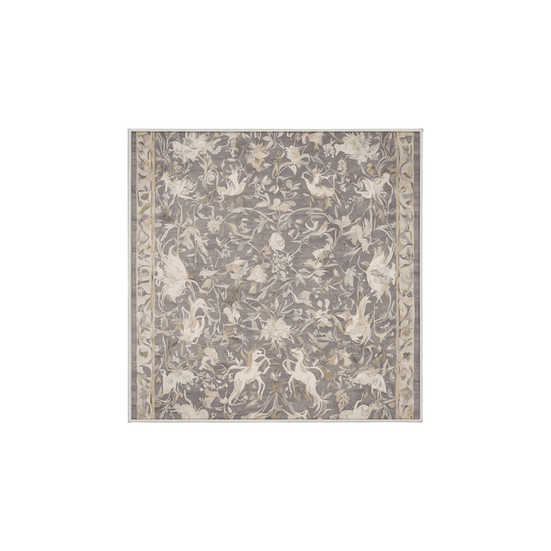 Tapis beige soyeux et moelleux, Carré 6 pi