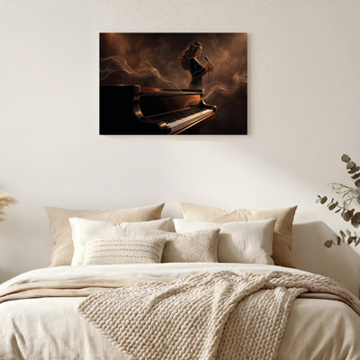 «Gallery Wrap», art mural sur toile pour le salon, la chambre à coucher, le bureau ou le vestibule - décoration murale décorative avec chanteur de piano