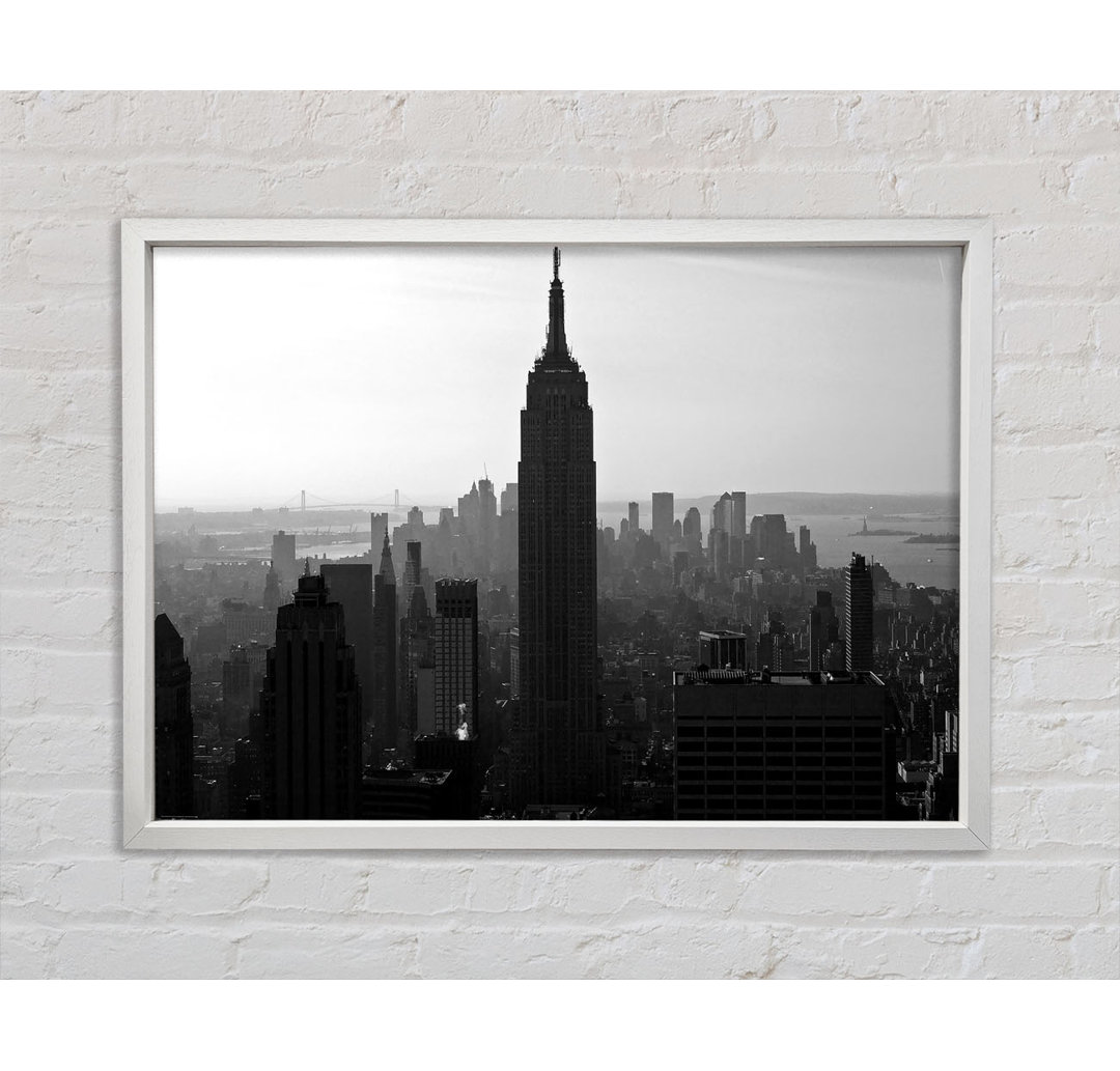 Empire State Building B N W Morning - Einzelner Bilderrahmen Kunstdrucke auf Leinwand