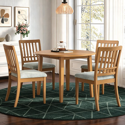 Ensemble de table de salle à manger 5 pièces avec 1 table pliante et 4 chaises rembourrées, pour petits appartements et salles à manger