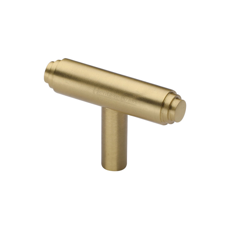 Heritage Brass Cabinet Knob Stepped T-Bar Design 45mm, Gold