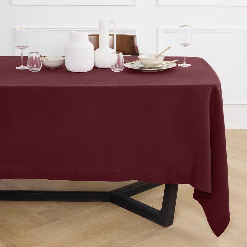 Sonoma - 100% Pure Linen Tablecloth (Prewashed), 108" x 70", Burgundy