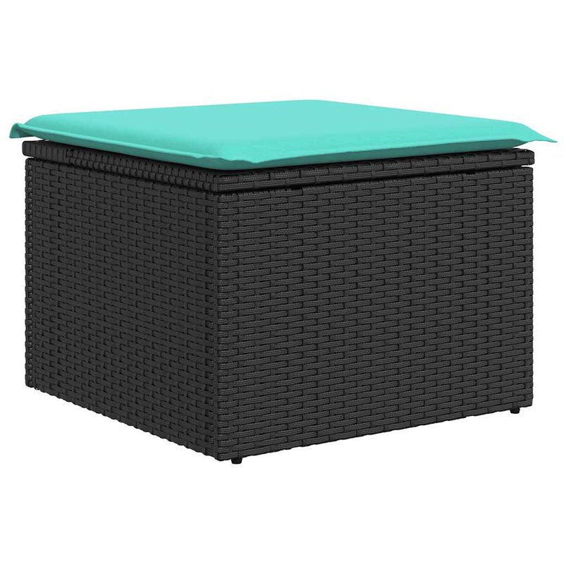 7 Piece Patio Sofa Set With Cushions Poly Rattan Acacia, Black, Green