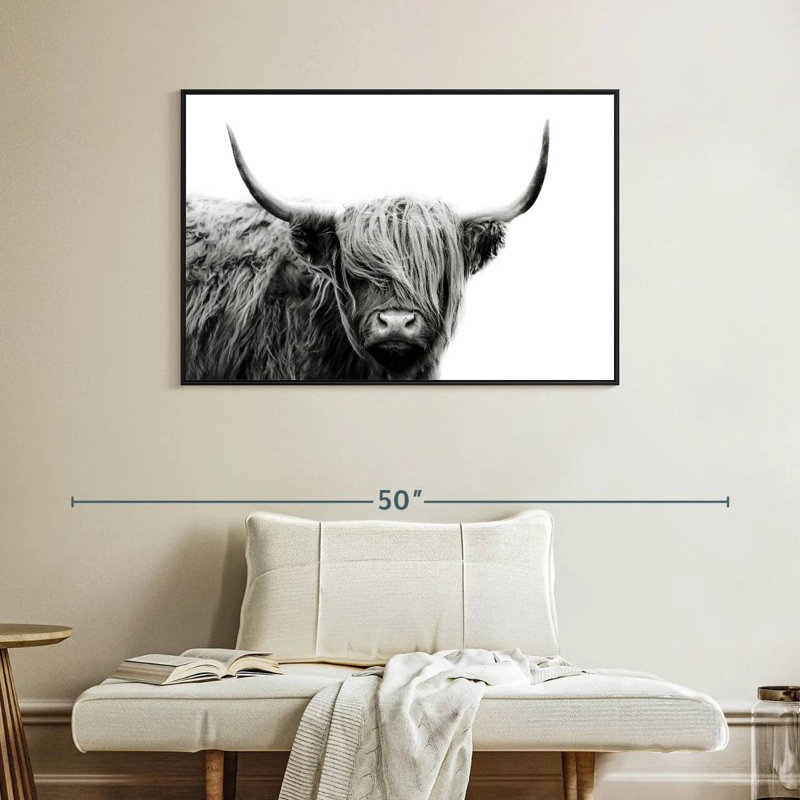 BW Highland Cow, 27" H x 40" W