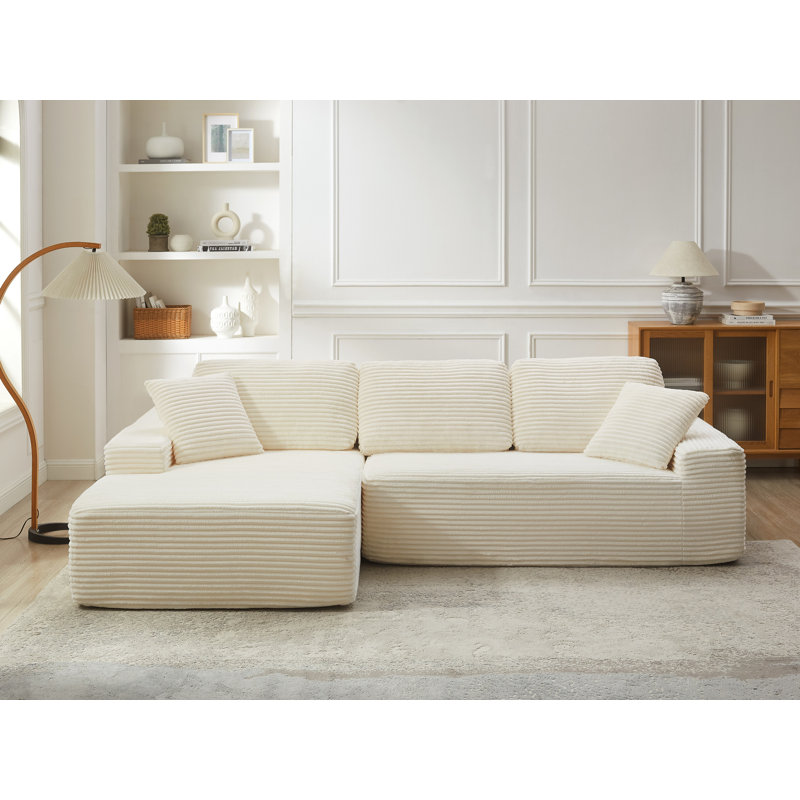 Canapé modulaire surdimensionné de 109 po avec méridienne en velours côtelé avec méridienne Boneless, sans assemblage requis