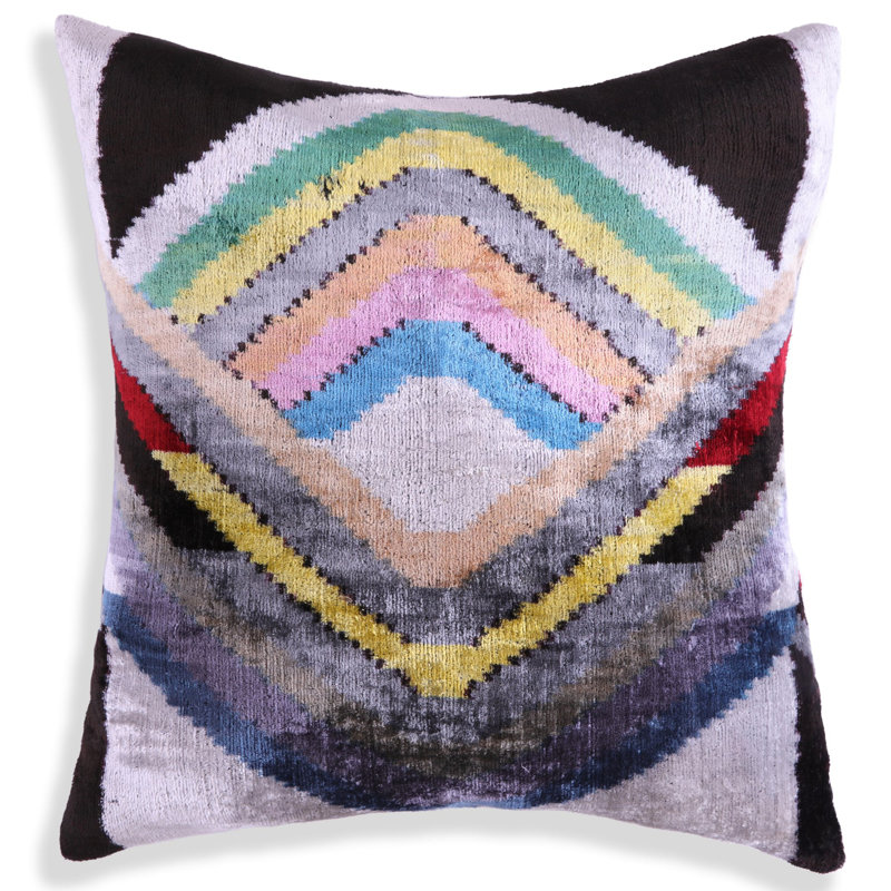 Coussin en velours à chevrons - 16 x 16 po | Fabrication artisanale