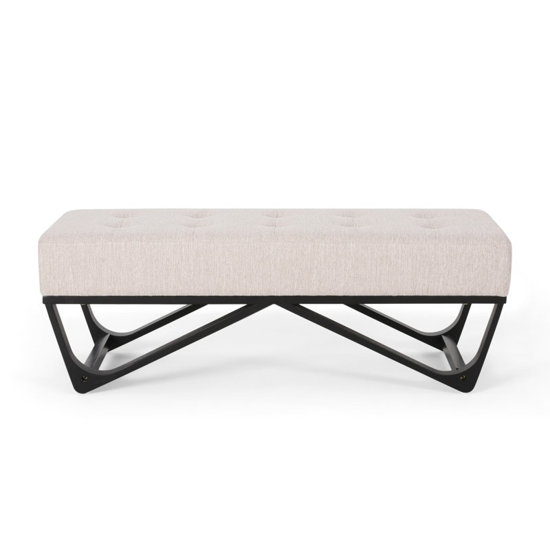 Contemporary With Waffled Stitch Cover And Geometric Leg Frame Modern Button- Padding Stylish Legs