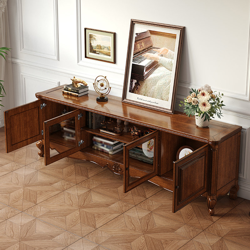 French retro TV stand, Reddish Brown