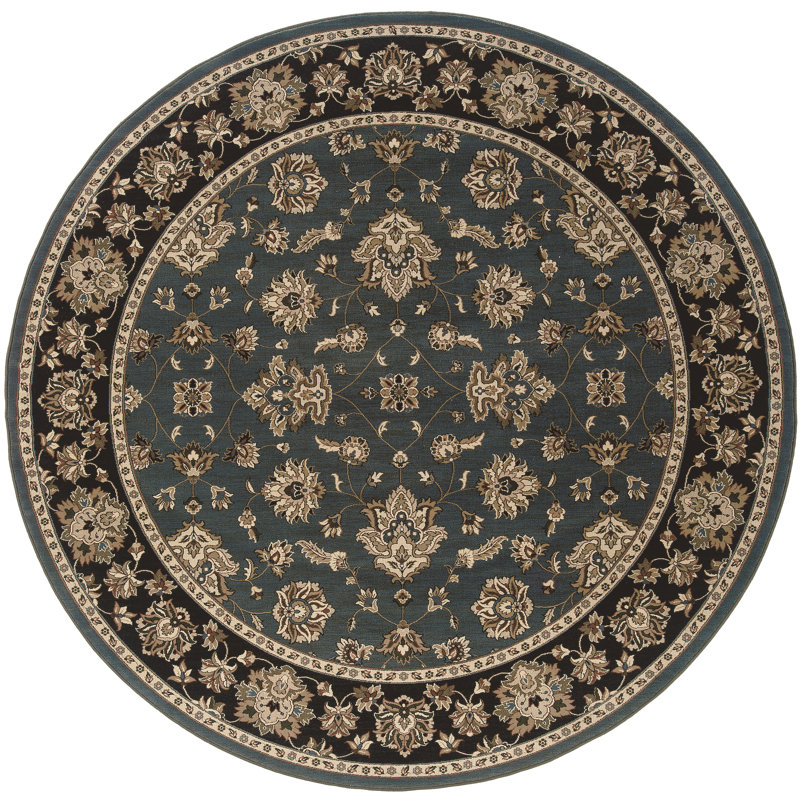 Tapis bleu / noir Shelburne, Rond 8 pi