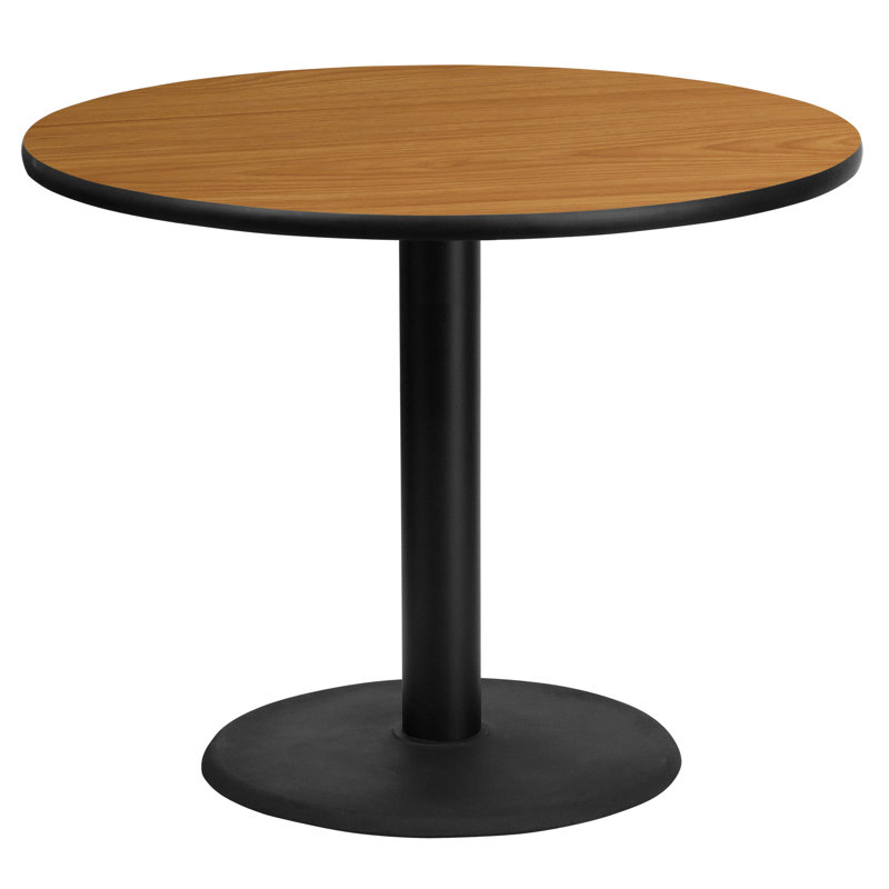 Plateau de table rond en stratifié de 24 po avec base de bar ronde de 18 po Jamey, H 31,12 po x l 36 po x L 36 po, Naturel
