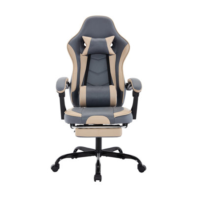 Ergonomic Gaming Chair with Footrest, Massage Lumbar Support and Retractable Footrest, Office Chair