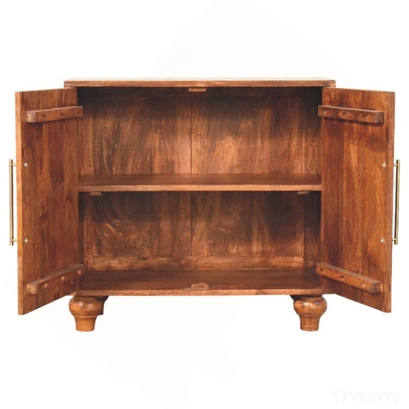 Solid Wood Arco Groove Sideboard,2-Doors,Brown