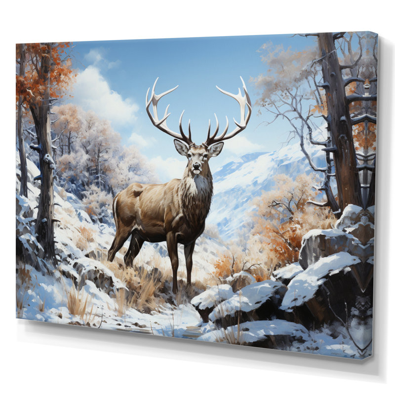 «Deer Winters Elegance» sur impression sur toile, H 12 po x l 20 po x P 1 po, Toile tendue