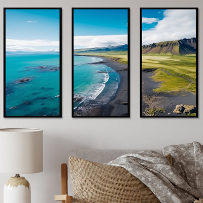 Vue aérienne de la plage en Islande II - plage et océan, art mural
