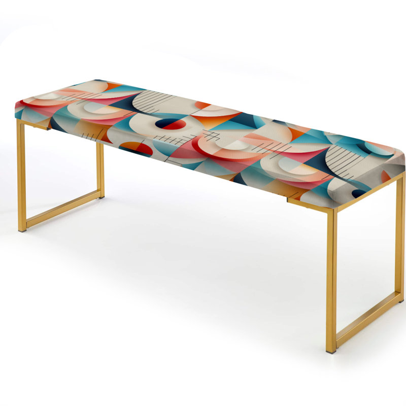 Motif géométrique cubique rétro Revival - banc géométrique recouvert d'or