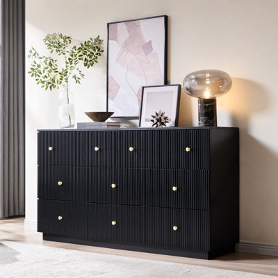 Fluted 8 Dresser for Bedroom, 55" W Tall Dresser Storage Organizer, Modern Bedroom Chest of Drawer with Deep Storage for Closet HallwayEntryway