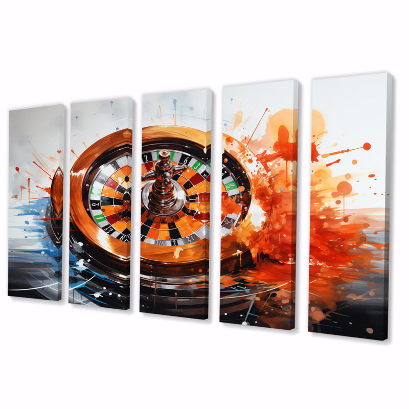 «Casino Royale Roulette II», reproduction d'art mural - 5 panneaux égaux