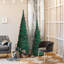 Paquet de 2 arbres de Noël artificiels, 6 pi et 5 pi, PVC vert avec boules rouges, décoration de Noël pour la maison ou le bureau